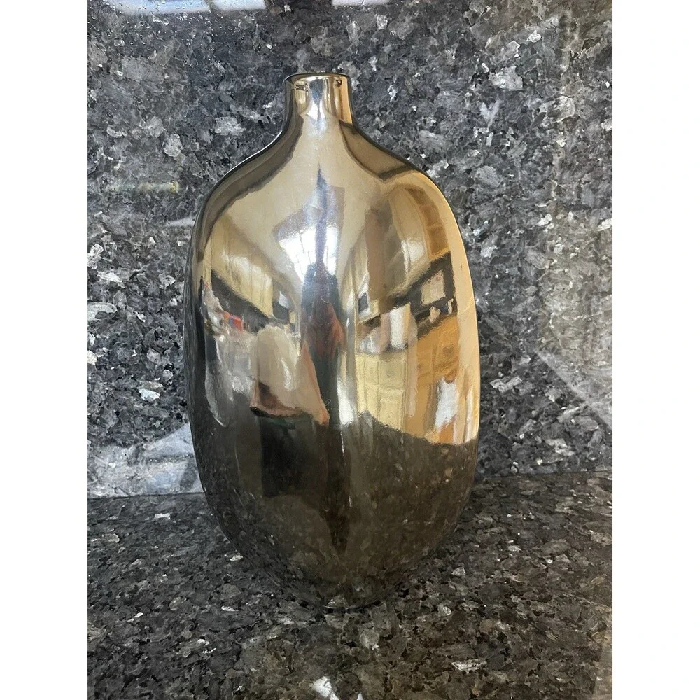 Z Gallerie Vase Silver Mercury Ceramic Modern Metalic Decorative Vase
